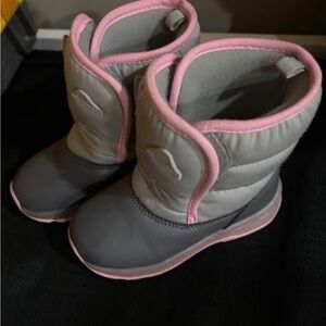 Gray and Pink Kids Boots